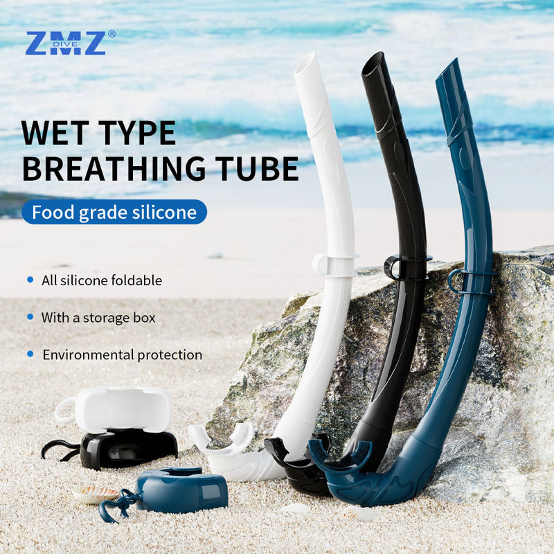 สูบสนอร์เคิลแบบพกพา สีซิลิโคนเต็ม Scuba ฟรีดําน้ํา สําหรับผู้ใหญ่ สีหลากหลาย